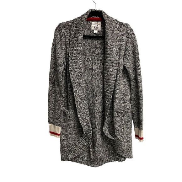 Roots Cabin Cotton Open Front Long Cardigan Sweater Coat Grey Oat Mix S - Picture 1 of 11
